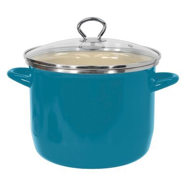 VASCONIA® 8-Qt. Enamel-on-Steel Straight Stockpot with Glass Lid (Teal)