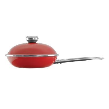 Vita® 4-Piece Enamel-on-Steel Covered Skillet Set (Red)