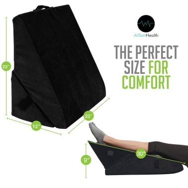 AllSett Health® Adjustable Memory Foam Folding Bed Wedge Pillow (Black)