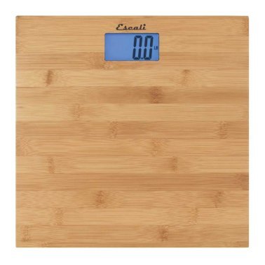 Escali® Blue Back-light Display 400-lb Capacity Natural Bamboo Bathroom Scale