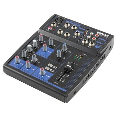 Gemini® GEM-05USB Compact Analog Bluetooth® Audio Mixer, 5 Channels