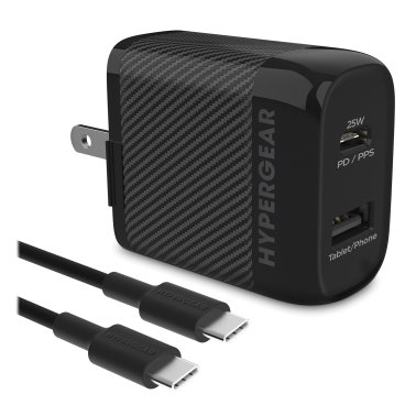 HyperGear® SpeedBoost 25-Watt PD Dual-Output USB-C® Wall Charger Kit