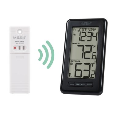 La Crosse Technology® Battery-Powered LCD Wireless 2-Piece Digital Weather Thermometer Station with Hygrometer and Calendar