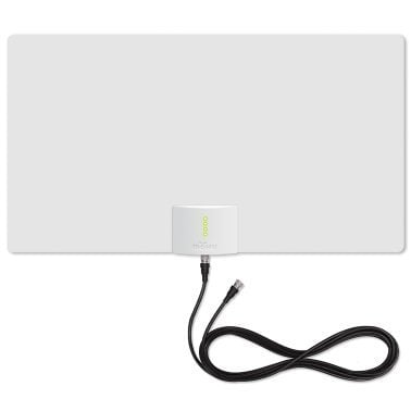 Mohu Leaf Supreme PRO Paper-Thin Indoor TV Antenna, Amplified, UHF VHF, 65-Mile Range, Multi-Directional - with 12-Ft. Cable, Signal Indicator