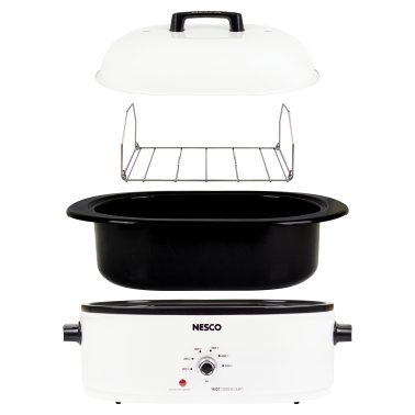 NESCO® 18-Qt. 1,450-Watt Roaster with Porcelain Cookwell (White)