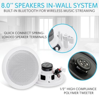 Pyle® PDICBT852RD 250-Watt 8-In. Bluetooth® Ceiling/Wall Speakers, 2 Count