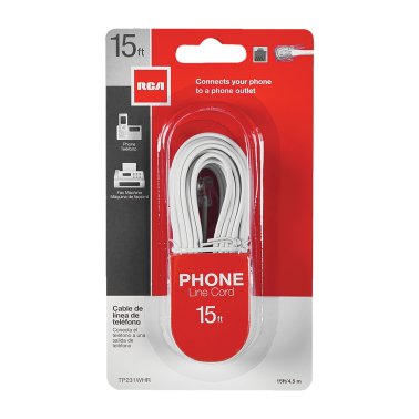 RCA Phone Line Cord, White (15 Ft.)