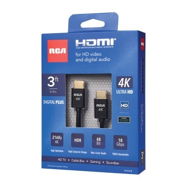 High Speed HDMI Cable, Digital Video/Audio, UHD 4K, 3-ft.