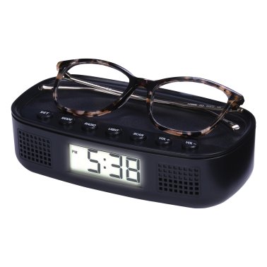 RCA Digital Radio Alarm Clock with USB Charging Cord