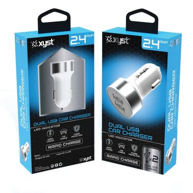 XYST™ 2.4-Amp Dual USB Car Charger (White)