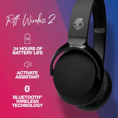 Skullcandy® Riff® Wireless 2 Bluetooth® On-Ear Headphones with Microphone, True Black