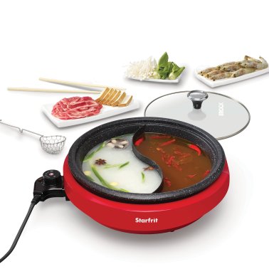 THE ROCK™ by Starfrit® Dual-Sided 3.2-Qt. Electric Hot Pot, Red