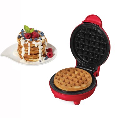 Starfrit® 4-In. Electric Mini Waffle Maker, Red