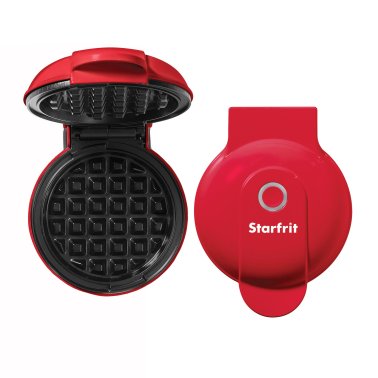 Starfrit® 4-In. Electric Mini Waffle Maker, Red