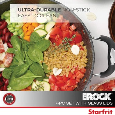 THE ROCK™ by Starfrit® 7-Piece Cookware Set w/Bakelite Handles, Black