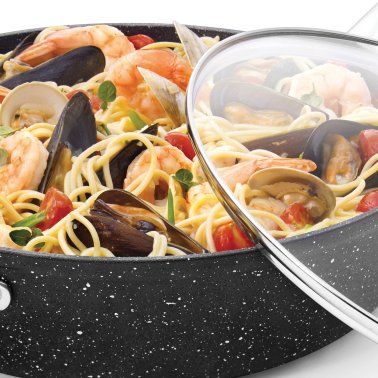 THE ROCK™ by Starfrit® 12-In.  Deep Fry Pan with Lid and Bakelite® Handle