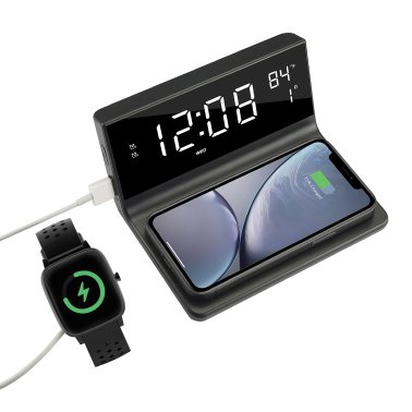 Supersonic® Dual Alarm Clock with 2-in-1 Wireless Charging