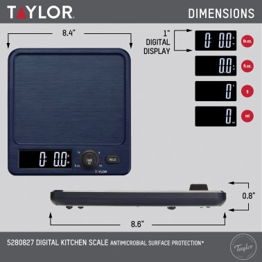 Taylor® Precision Products Antimicrobial Kitchen Scale with Rotating Knob, 11-Lb. Capacity