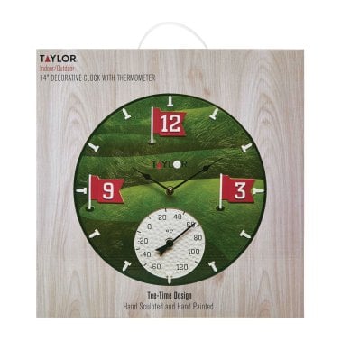 Taylor® Precision Products 14-In. x 14-In. Tee Time Poly Resin Clock and Thermometer