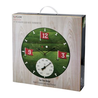 Taylor® Precision Products 14-In. x 14-In. Tee Time Poly Resin Clock and Thermometer