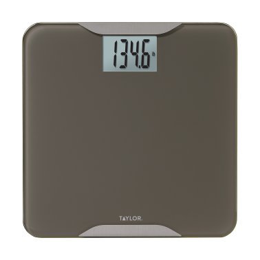 Taylor® Precision Products Digital Glass Bath Scale, Taupe with Stainless Steel Accents, 400-Lb. Capacity