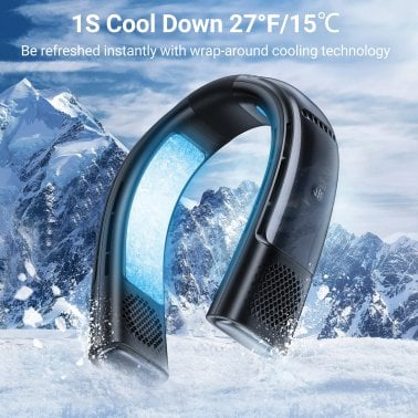 TORRAS® Portable Neck Fan, COOLIFY® 2 Personal Air Conditioner and Heater Bladeless 4,000 mAh Rechargeable (Starry Black)