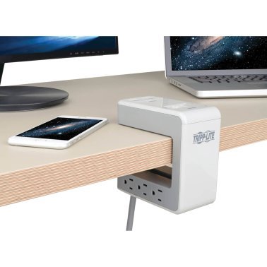 Tripp Lite® by Eaton® Protect It!® 6-Outlet Surge Protector Desk Clamp with 2 USB Ports and 1 USB-C® Port, 8 ft. Cord