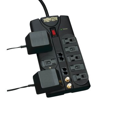 Tripp Lite® by Eaton® Protect It!® 3,240-Joules Surge Protector, 8 Outlets, 10-Ft. Cord, with Modem/Coaxial/Ethernet Protection, TLP810NET