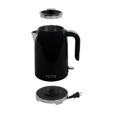 VETTA 1.75-Qt. Stainless Steel Retro Electric Kettle with Strix® Controller, Black