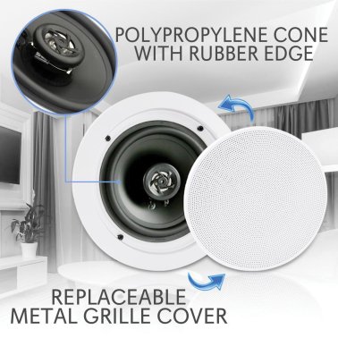 Pyle® PDICBT852RD 250-Watt 8-In. Bluetooth® Ceiling/Wall Speakers, 2 Count