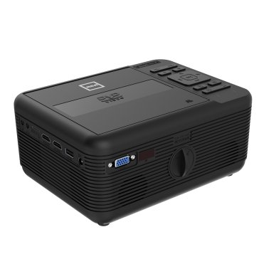 RCA Bluetooth® 480p LCD Compact Projector with Built-in DVD Player, 100-In. Foldup Screen, and Remote (Black)