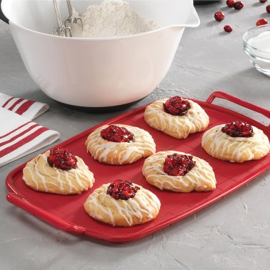 gia'sKITCHEN™ Sweet Sheet 3-in-1 Silicone Mat, Baking Sheet, and Cooling Rack, Red