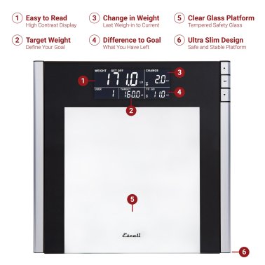 Escali® Track and Target 440-lb Capacity Black Bathroom Scale