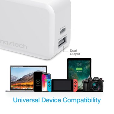 Naztech® 30-Watt Power Delivery Dual-Output USB-C® Fast Wall Charger