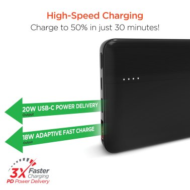 HyperGear® USB-C® Fast Charge Power Bank for iPhone® and Android™ (10 Amp)