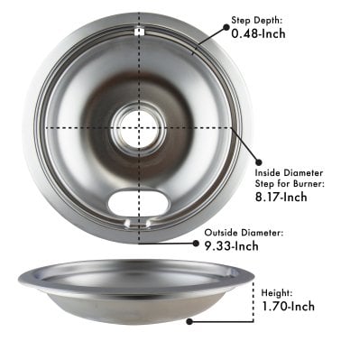 Range Kleen® Chrome Drip Bowls, Style A, 6-In. and 8-In. (4 Pack)
