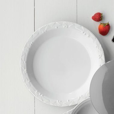 Taste of Home® 9-In. x 1.5-In. Stoneware Pie Plate, Set of 2, White and Ash Gray