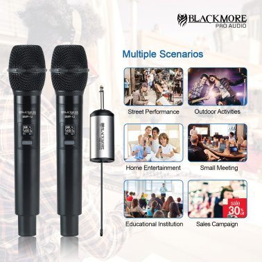 Blackmore Pro Audio BMP-12 Dual Wireless UHF Microphone System