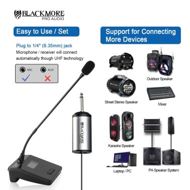 Blackmore Pro Audio BMP-17 Podium/Conference Wireless UHF Microphone System