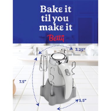 Betty Crocker® 7-Speed Corded Electric Power Up™ Hand Mixer with Stand (White)