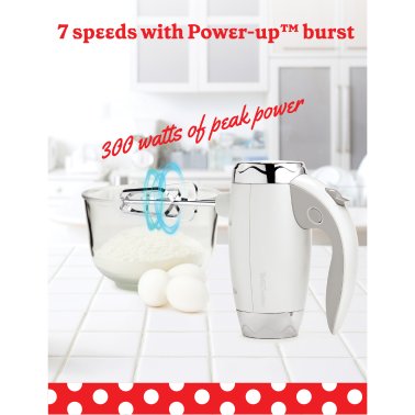 Betty Crocker® 7-Speed Corded Electric Power Up™ Hand Mixer with Stand (White)