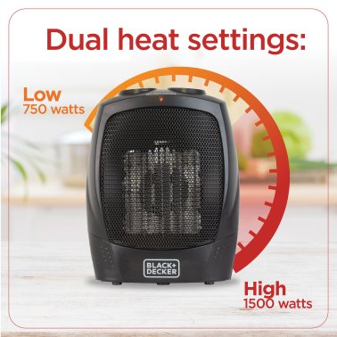 BLACK+DECKER™ 1,500-Watt-Max Personal Desktop Heater with Fan Setting