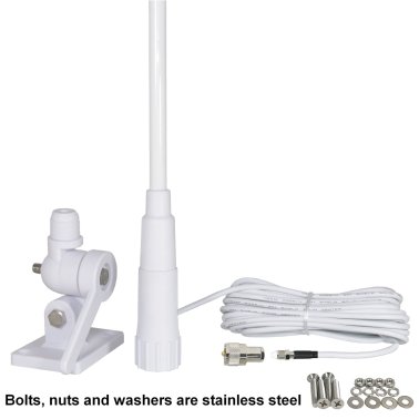 Tram® Pretuned VHF 3-dBd-Gain Marine Rachet-Mount 46-Inch Fiberglass Antenna with RG58 Cable and FME-Female Connector with PL-259 Adapter