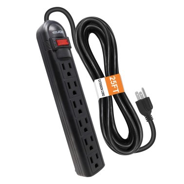 Digital Energy® 6-Outlet Surge Protector Power Strip (300 In.; Black)