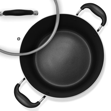 THE ROCK™ by Starfrit® 12-In. Covered Fry Pan with Stainless Steel Handle, Black