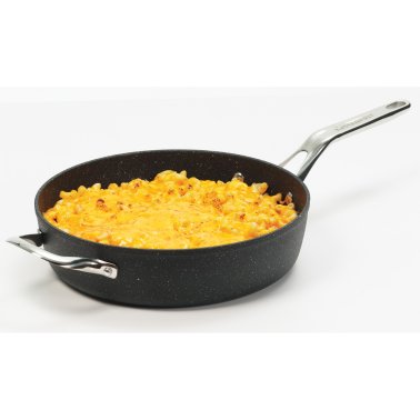 THE ROCK™ by Starfrit® 11", 4.7-Quart Deep Sauté Pan with Glass Lid & Stainless Steel Handles