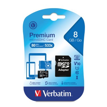 Verbatim® Class 10 microSDHC™ Card with Adapter (8 GB)