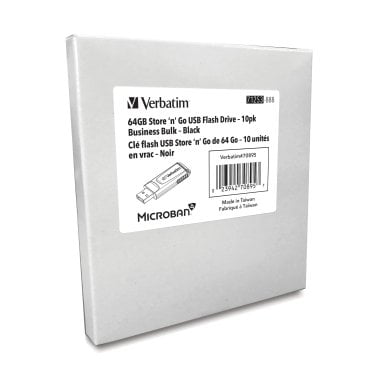 Verbatim® Store ‘n’ Go® USB-A Flash Drives, Business Bulk 10 Count, Black (64 GB)