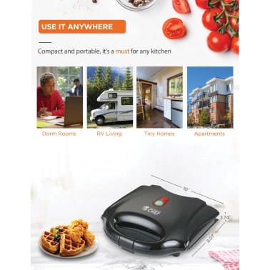 Commercial Chef 2-Waffle Electric Belgian Waffle Maker