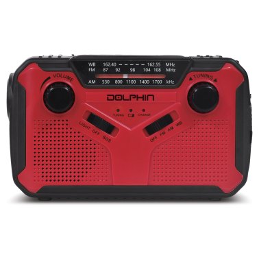 Dolphin® Audio R-100C DSP 10-Watt Portable 3-Band Emergency AM/FM/Weatherband Bluetooth® Radio with WaveSync™ and Multiple Charging Options (Red)